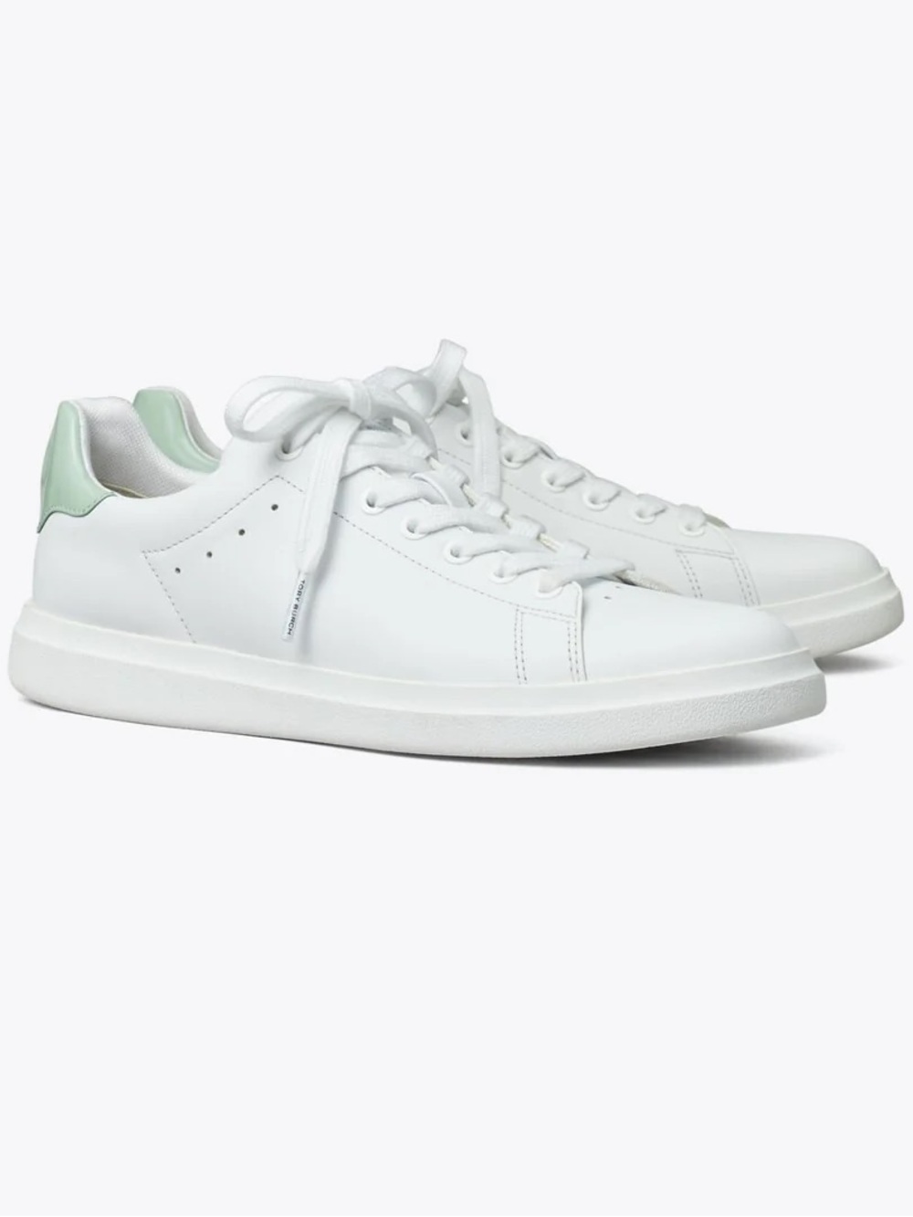 NWT Tory Burch Howell Court Titanium White/Mint Chip Trainers Size 9.5 Preppy!